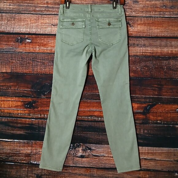 Cosmic Blue Love Pants Size 27 Sage Green Brooks Cargo Skinny Ankle Crop Stretch - Picture 3 of 9